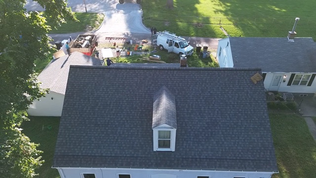 Overhead view of the roof and eaves