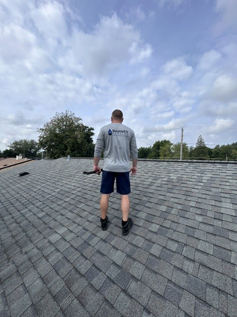 Tony Barnes on a finished roof
